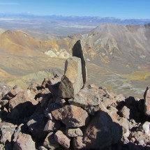 Summit sign of Cerro Choquelimpie and view to South